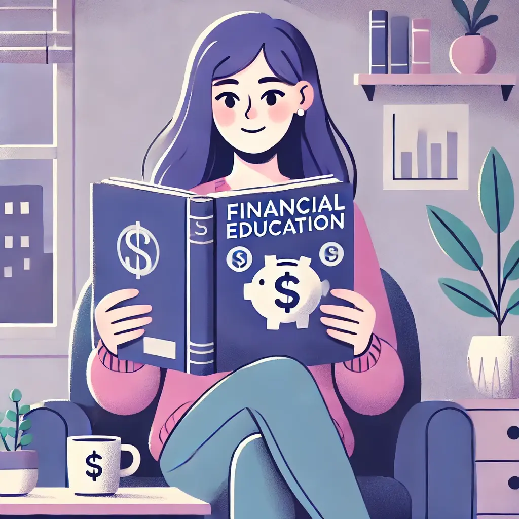 woman-reading-financial-education-book